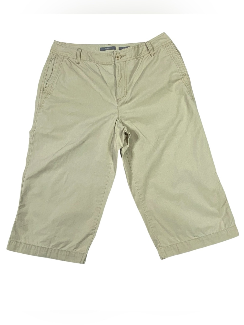 Liz Claiborne Audra Chino Capri Pants Women's 12 Beige Mid Rise Stretch Casual